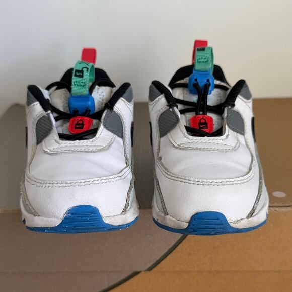 Nike Air Max 90 Toggle White/Black/Green Toddler Sneakers - SZ 8 C - Picture 9 of 15